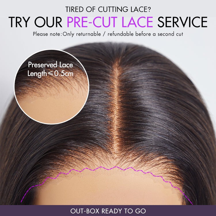 Hair Blonde Highlight / Brown Highlight Short Layered Bob Wig Glueless 5x5 Closure Pre-Cut Lace Wig