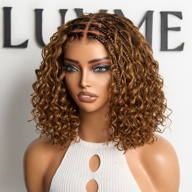 Hair-Readitress™ Boho Braids Deep Curly Glueless 5x5 Closure Lace with Braided Top Human Hair Wig Pre-Cut Lace