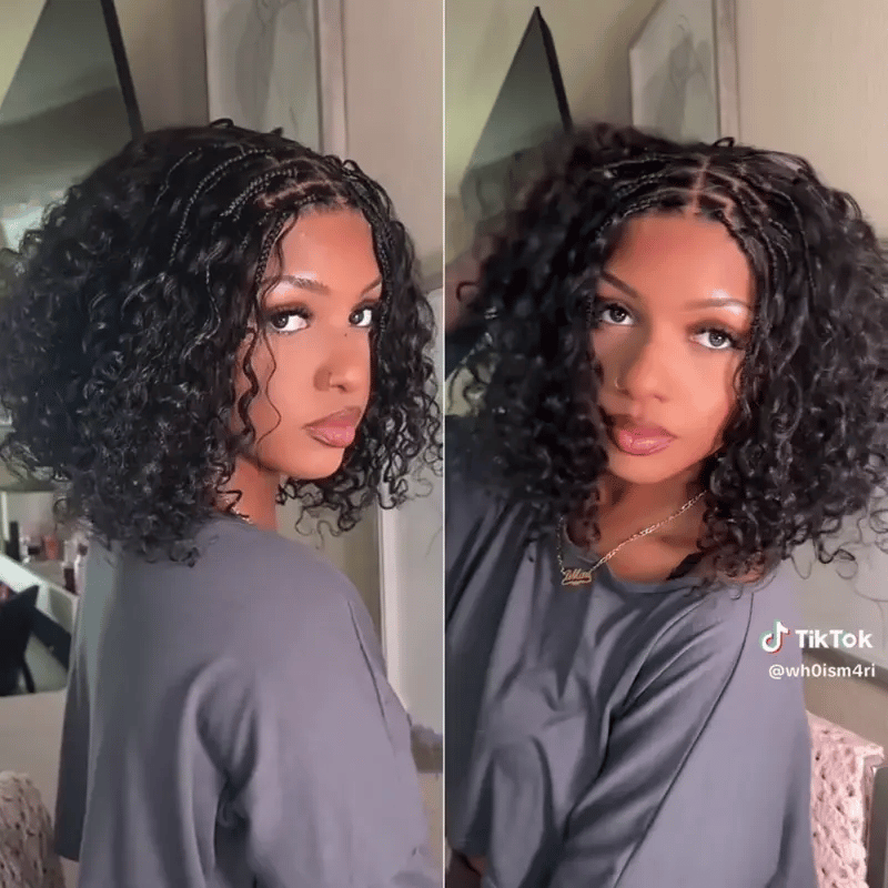 Hair-Readitress™ Boho Braids Deep Curly Glueless 5x5 Closure Lace with Braided Top Human Hair Wig Pre-Cut Lace