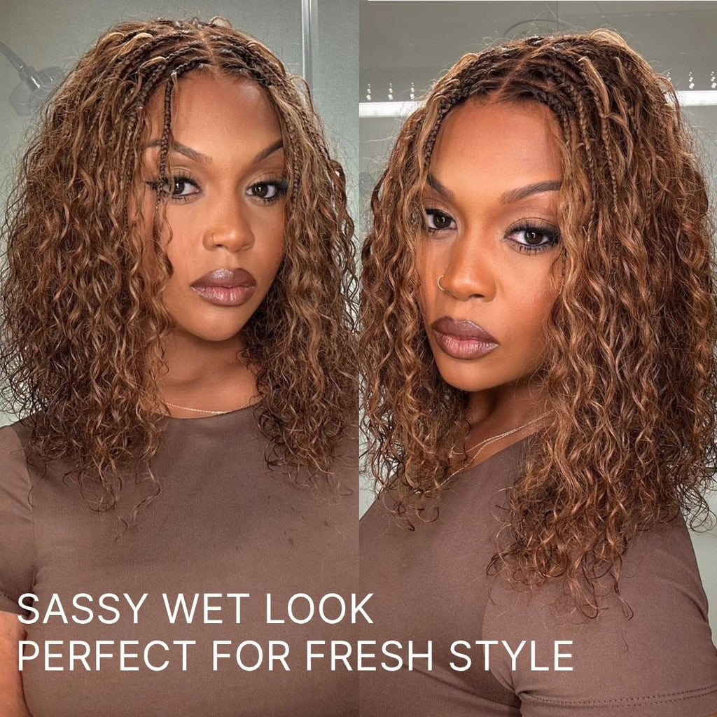 Hair-Readitress™ Boho Braids Deep Curly Glueless 5x5 Closure Lace with Braided Top Human Hair Wig Pre-Cut Lace