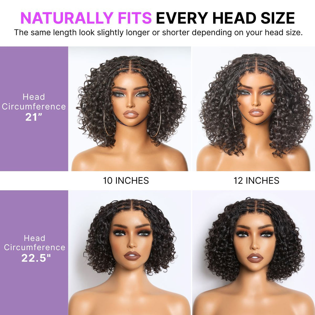 Hair-Readitress™ Boho Braids Deep Curly Glueless 5x5 Closure Lace with Braided Top Human Hair Wig Pre-Cut Lace