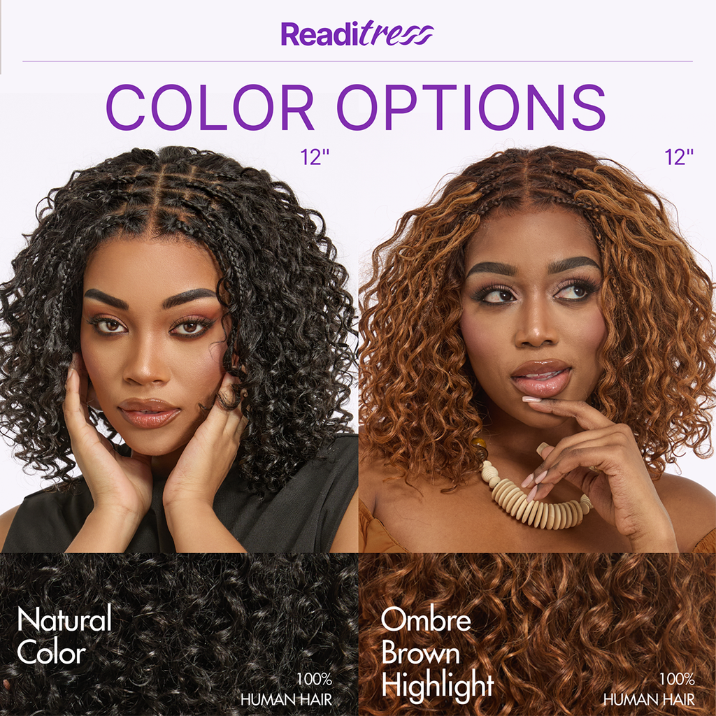 Hair-Readitress™ Boho Braids Deep Curly Glueless 5x5 Closure Lace with Braided Top Human Hair Wig Pre-Cut Lace