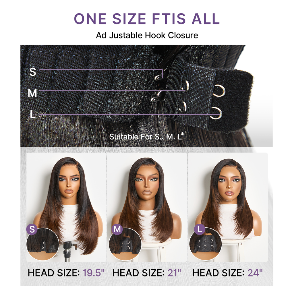 All-Day Comfort™ Wig 180% Density Butterfly Cut Layered Light Yaki Straight Glueless 7x6 Closure HD Lace Human Hair Wig Pre-Cut Lace