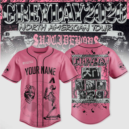 Custom Name Pink Gothic Baseball Jersey