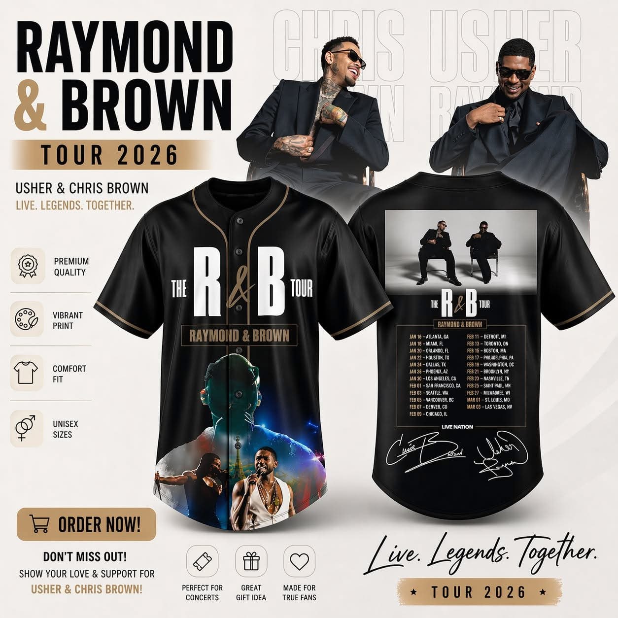 R&B Live Legends Tour 2026 Jersey Shirt
