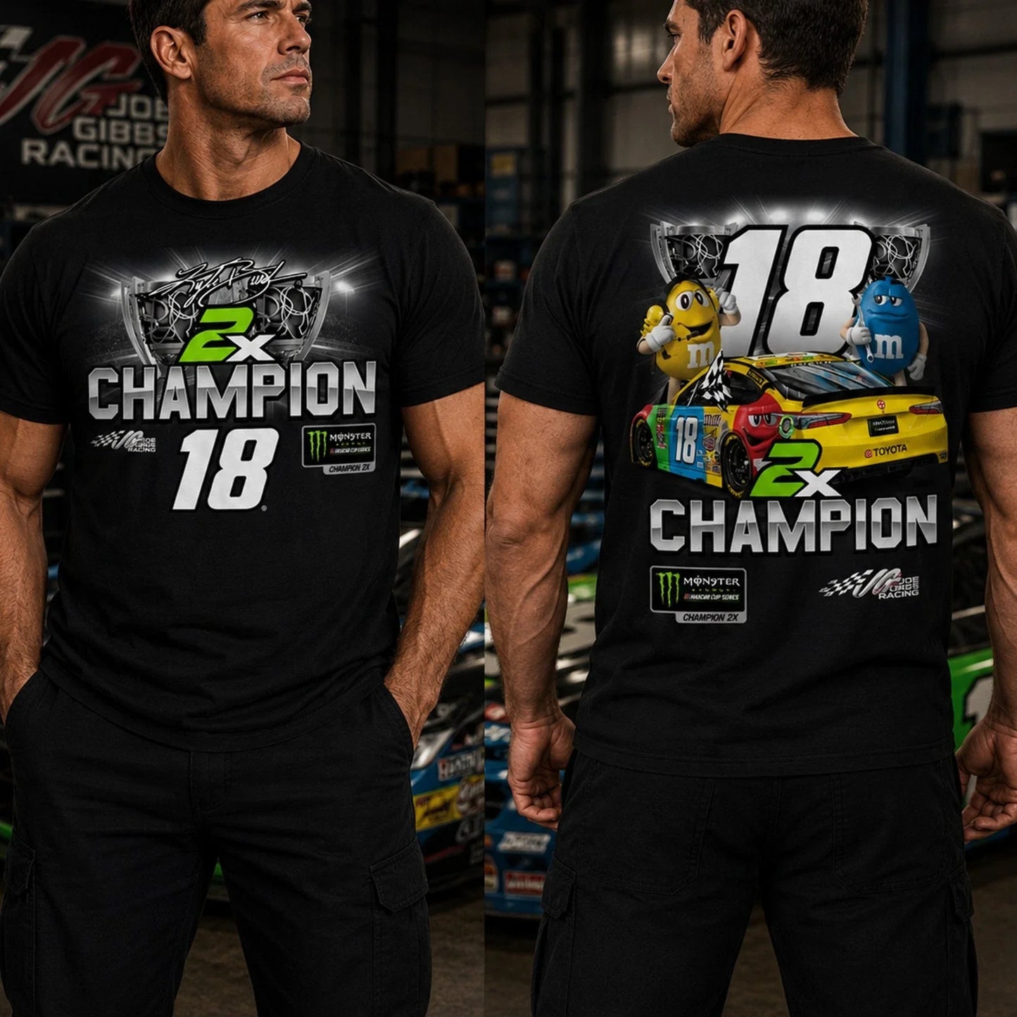 Kyle Busch #18 Two Time Cup Champion Tee Shirt
