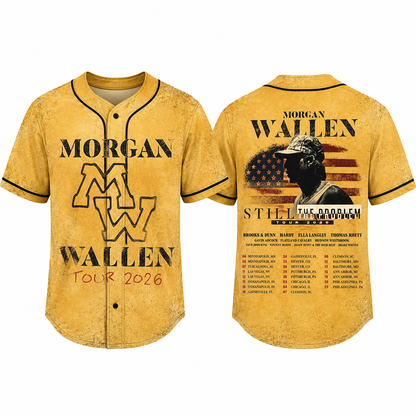 Yellow Country Music Baseball Jersey – Western Concert Style Shirt, Still The Problem Tour Fan Outfit