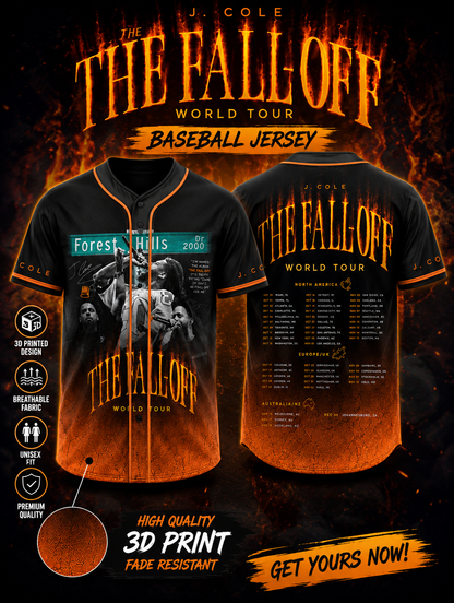 Hip Hop World Tour Baseball Jersey, Black Orange Streetwear Fan Shirt
