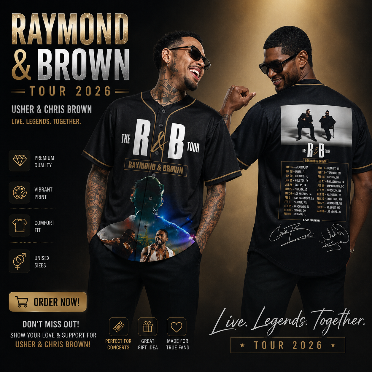 R&B Live Legends Tour 2026 Jersey Shirt