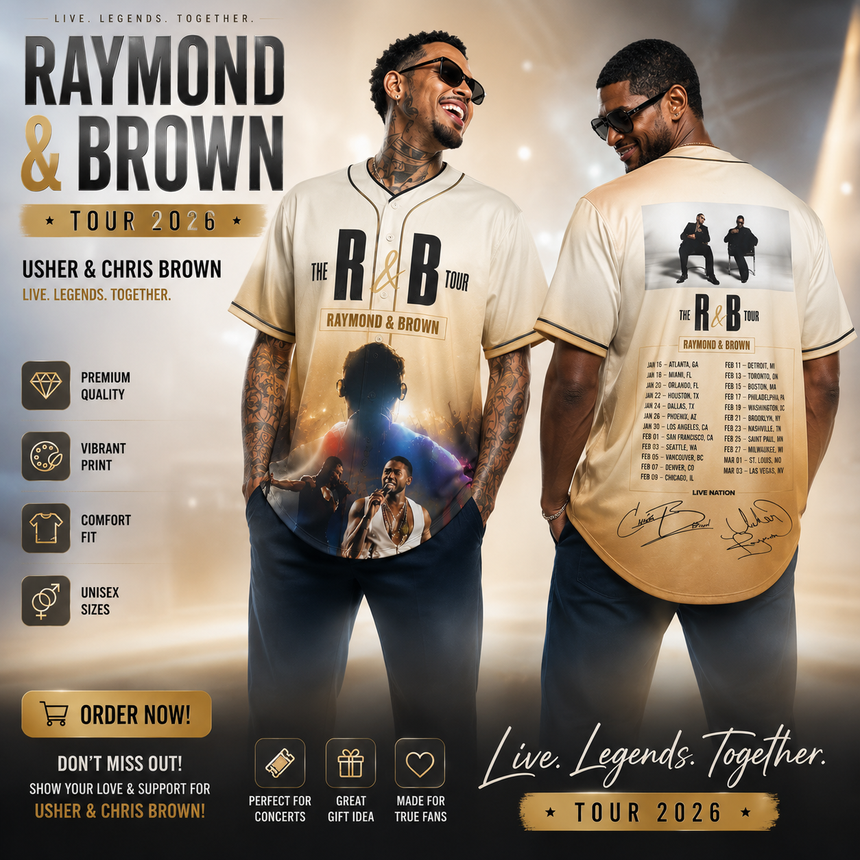 R&B Live Legends Tour 2026 Jersey Shirt