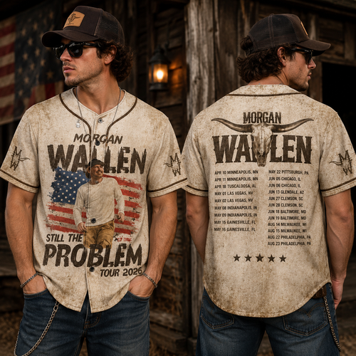 Country Music Tour 2026 Baseball Jersey, Vintage Western Flag Fan Shirt