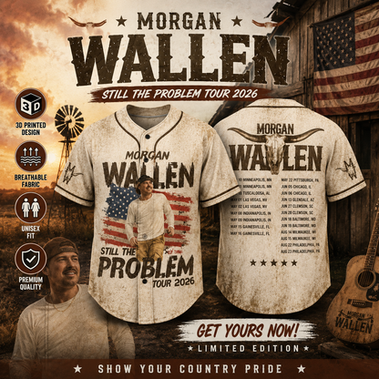 Country Music Tour 2026 Baseball Jersey, Vintage Western Flag Fan Shirt