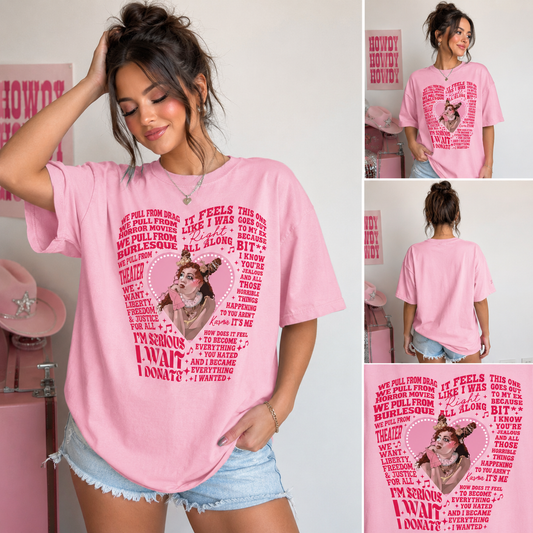 Pink Pop Music Graphic T-Shirt – Western Cowgirl Concert Fan Tee