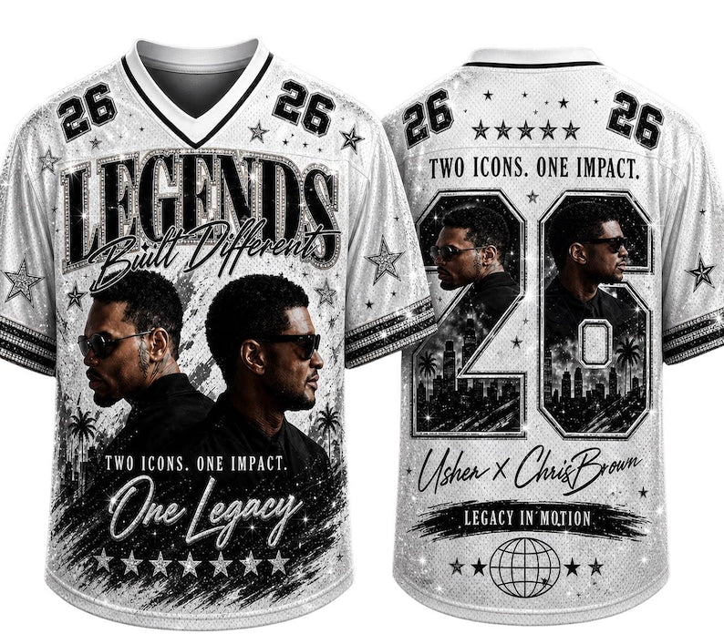 Usher Chris Brown Legends Built Different Jersey, R&B Tour 2026 Football Shirt