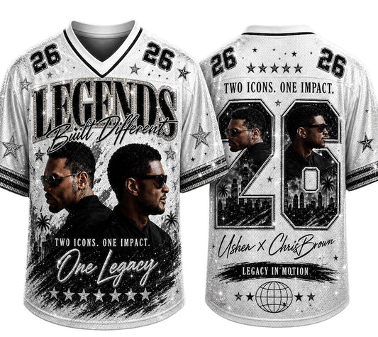 Usher Chris Brown Legends Built Different Jersey, R&B Tour 2026 Football Shirt