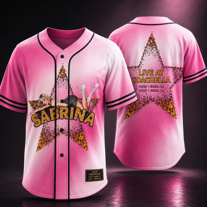 Women’s Pink Concert Baseball Jersey – Festival Graphic Shirt