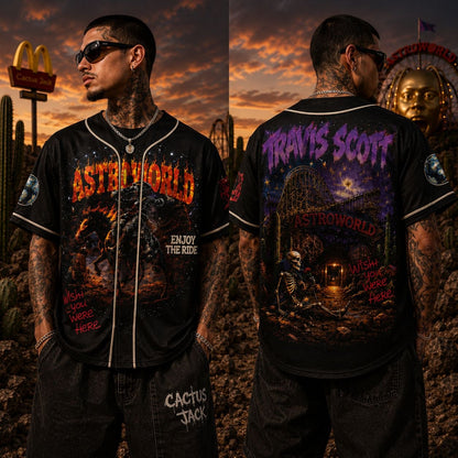 Black Desert Rodeo Graphic Baseball Jersey Shirt – Western Festival Streetwear